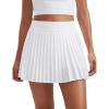 imageCRZ YOGA Womens Mini Pleated Athletic Tennis Skirts High Waisted A Line Golf Pickleball Casual Skort with Inner PocketsWhite