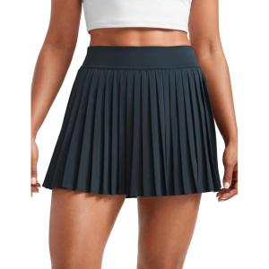 imageCRZ YOGA Womens Mini Pleated Athletic Tennis Skirts High Waisted A Line Golf Pickleball Casual Skort with Inner PocketsTrue Navy