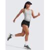 imageCRZ YOGA Mid Waisted Running Shorts for Women 3quot Curved Hems for Athletic Workout Gym with Zipper Pockets LineBlack