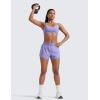 imageCRZ YOGA Mid Waisted Running Shorts for Women 3quot Curved Hems for Athletic Workout Gym with Zipper Pockets LineDark Lavender Purple