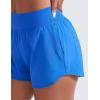 imageCRZ YOGA Mid Waisted Running Shorts for Women 3quot Curved Hems for Athletic Workout Gym with Zipper Pockets LineSparkle Blue