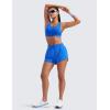 imageCRZ YOGA Mid Waisted Running Shorts for Women 3quot Curved Hems for Athletic Workout Gym with Zipper Pockets LineSparkle Blue