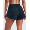 imageCRZ YOGA Mid Waisted Running Shorts for Women 3quot Curved Hems for Athletic Workout Gym with Zipper Pockets LineTrue Navy