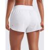 imageCRZ YOGA Mid Waisted Running Shorts for Women 3quot Curved Hems for Athletic Workout Gym with Zipper Pockets LineWhite