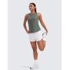 imageCRZ YOGA Mid Waisted Running Shorts for Women 3quot Curved Hems for Athletic Workout Gym with Zipper Pockets LineWhite