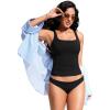 imageCRZ YOGA Tankini Tops for Women Square Neck Swimsuit Ruched Tummy Control Bathing Suits Adjustable Swim Tank Only No BottomBlack