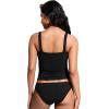 imageCRZ YOGA Tankini Tops for Women Square Neck Swimsuit Ruched Tummy Control Bathing Suits Adjustable Swim Tank Only No BottomBlack