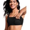 imageCRZ YOGA Tankini Tops for Women Square Neck Swimsuit Ruched Tummy Control Bathing Suits Adjustable Swim Tank Only No BottomBlack