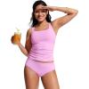 imageCRZ YOGA Tankini Tops for Women Square Neck Swimsuit Ruched Tummy Control Bathing Suits Adjustable Swim Tank Only No BottomVita Pink