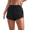 imageCRZ YOGA Mid Waisted Running Shorts for Women 3quot Curved Hems for Athletic Workout Gym with Zipper Pockets LineBlack