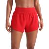 imageCRZ YOGA Mid Waisted Running Shorts for Women 3quot Curved Hems for Athletic Workout Gym with Zipper Pockets LineDeep Red