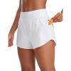 imageCRZ YOGA Mid Waisted Running Shorts for Women 3quot Curved Hems for Athletic Workout Gym with Zipper Pockets LineWhite