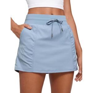 imageCRZ YOGA Lightweight High Waisted Skirts for Women Golf Casual Athletic Drawstring Skort with Side PocketsCambric Blue
