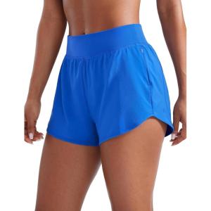 imageCRZ YOGA Mid Waisted Running Shorts for Women 3quot Curved Hems for Athletic Workout Gym with Zipper Pockets LineSparkle Blue