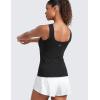 imageCRZ YOGA Seamless Scoop Neck Tank Low UBack Breathable Workout Tops for Women Sleeveless Athletic Running Gym ShirtsBlack