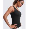 imageCRZ YOGA Seamless Scoop Neck Tank Low UBack Breathable Workout Tops for Women Sleeveless Athletic Running Gym ShirtsBlack