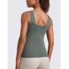 imageCRZ YOGA Seamless Scoop Neck Tank Low UBack Breathable Workout Tops for Women Sleeveless Athletic Running Gym ShirtsGrey Sage