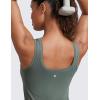 imageCRZ YOGA Seamless Scoop Neck Tank Low UBack Breathable Workout Tops for Women Sleeveless Athletic Running Gym ShirtsGrey Sage