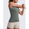 imageCRZ YOGA Seamless Scoop Neck Tank Low UBack Breathable Workout Tops for Women Sleeveless Athletic Running Gym ShirtsGrey Sage