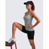 imageCRZ YOGA Seamless Scoop Neck Tank Low UBack Breathable Workout Tops for Women Sleeveless Athletic Running Gym ShirtsSlate Grey Marl