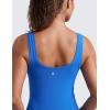 imageCRZ YOGA Seamless Scoop Neck Tank Low UBack Breathable Workout Tops for Women Sleeveless Athletic Running Gym ShirtsSparkle Blue