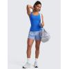 imageCRZ YOGA Seamless Scoop Neck Tank Low UBack Breathable Workout Tops for Women Sleeveless Athletic Running Gym ShirtsSparkle Blue