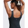 imageCRZ YOGA Seamless Scoop Neck Tank Low UBack Breathable Workout Tops for Women Sleeveless Athletic Running Gym ShirtsTrue Navy