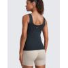 imageCRZ YOGA Seamless Scoop Neck Tank Low UBack Breathable Workout Tops for Women Sleeveless Athletic Running Gym ShirtsTrue Navy