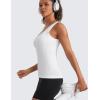 imageCRZ YOGA Seamless Scoop Neck Tank Low UBack Breathable Workout Tops for Women Sleeveless Athletic Running Gym ShirtsWhite