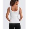 imageCRZ YOGA Seamless Scoop Neck Tank Low UBack Breathable Workout Tops for Women Sleeveless Athletic Running Gym ShirtsWhite
