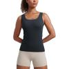 imageCRZ YOGA Seamless Scoop Neck Tank Low UBack Breathable Workout Tops for Women Sleeveless Athletic Running Gym ShirtsTrue Navy