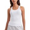 imageCRZ YOGA Womens Ribbed Modal Casual Tank Racerback Thin Strap Basic Sleeveless Shirts Going Out Fitted Workout TopsWhite
