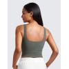 imageCRZ YOGA Womens Ribbed Henley Longline Sports Bras  Square Back Padded Yoga Workout Crop Tank Top with Built in PadsGrey Sage