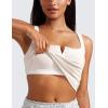imageCRZ YOGA Womens Ribbed Henley Longline Sports Bras  Square Back Padded Yoga Workout Crop Tank Top with Built in PadsMilky White Bone