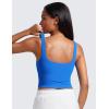 imageCRZ YOGA Womens Ribbed Henley Longline Sports Bras  Square Back Padded Yoga Workout Crop Tank Top with Built in PadsSparkle Blue
