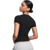 imageCRZ YOGA Softembrace Short Sleeve Going Out Tops for Women Soft High Crew Neck Casual Tight Shirts Fitted Basic TShirtsBlack