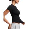 imageCRZ YOGA Softembrace Short Sleeve Going Out Tops for Women Soft High Crew Neck Casual Tight Shirts Fitted Basic TShirtsBlack