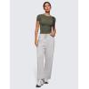 imageCRZ YOGA Softembrace Short Sleeve Going Out Tops for Women Soft High Crew Neck Casual Tight Shirts Fitted Basic TShirtsLight Army Green