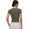 imageCRZ YOGA Softembrace Short Sleeve Going Out Tops for Women Soft High Crew Neck Casual Tight Shirts Fitted Basic TShirtsLight Army Green