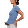 imageCRZ YOGA Softembrace Short Sleeve Going Out Tops for Women Soft High Crew Neck Casual Tight Shirts Fitted Basic TShirtsOasis Blue