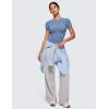 imageCRZ YOGA Softembrace Short Sleeve Going Out Tops for Women Soft High Crew Neck Casual Tight Shirts Fitted Basic TShirtsOasis Blue