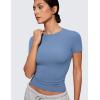 imageCRZ YOGA Softembrace Short Sleeve Going Out Tops for Women Soft High Crew Neck Casual Tight Shirts Fitted Basic TShirtsOasis Blue