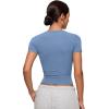 imageCRZ YOGA Softembrace Short Sleeve Going Out Tops for Women Soft High Crew Neck Casual Tight Shirts Fitted Basic TShirtsOasis Blue
