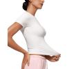 imageCRZ YOGA Softembrace Short Sleeve Going Out Tops for Women Soft High Crew Neck Casual Tight Shirts Fitted Basic TShirtsWhite