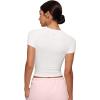 imageCRZ YOGA Softembrace Short Sleeve Going Out Tops for Women Soft High Crew Neck Casual Tight Shirts Fitted Basic TShirtsWhite