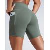 imageCRZ YOGA Women Butterbreeze Athletic Biker Shorts with Pockets 6  High Waist Workout Gym Running Volleyball YogaGrey Sage