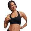 imageCRZ YOGA Womens Halter Bikini Tops Full Coverage Swim Bathing Suit Scoop Neck Backless Swimsuit PaddedBlack