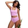 imageCRZ YOGA Womens Halter Bikini Tops Full Coverage Swim Bathing Suit Scoop Neck Backless Swimsuit PaddedVita Pink
