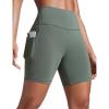 imageCRZ YOGA Women Butterbreeze Athletic Biker Shorts with Pockets 6  High Waist Workout Gym Running Volleyball YogaGrey Sage