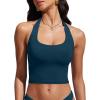 imageCRZ YOGA Womens Halter Bikini Tops Full Coverage Swim Bathing Suit Scoop Neck Backless Swimsuit PaddedInsignia Blue